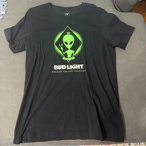 Bud Light Area 51 Black T-Shirt with Green Alien Design